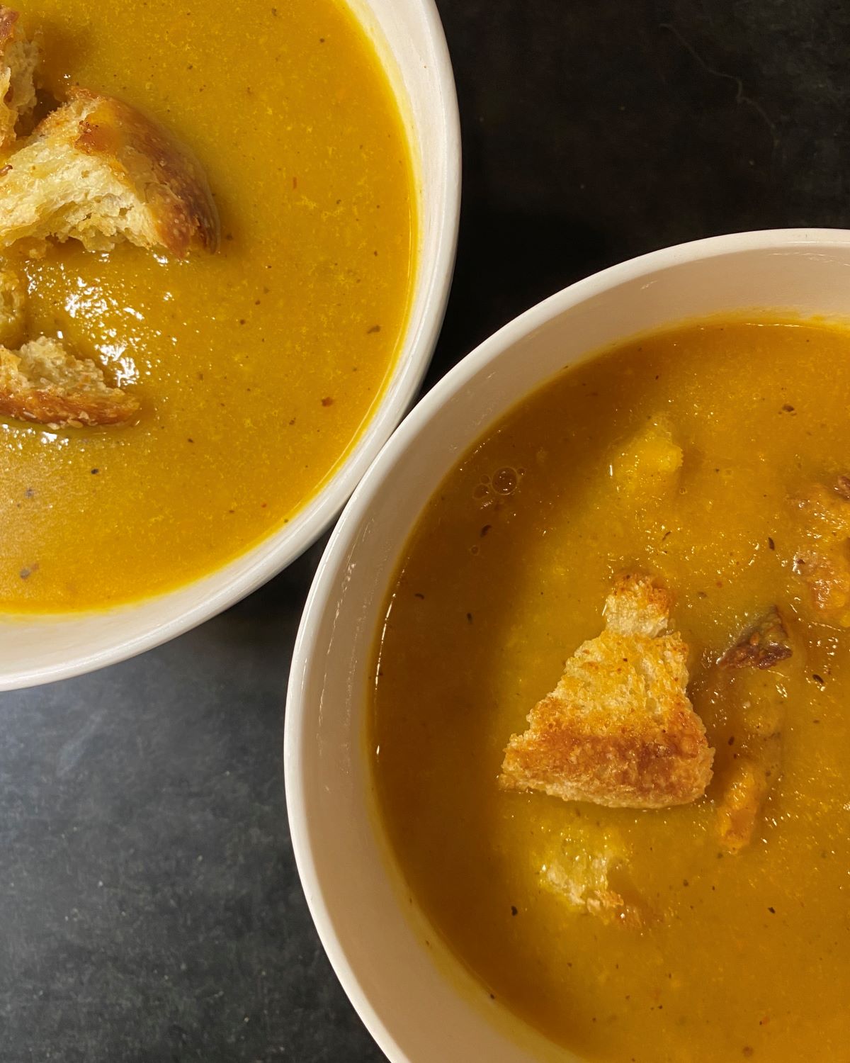 Butternut Squash Soup with Garlic Croutons