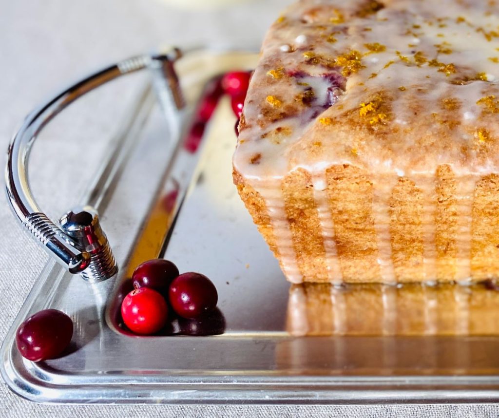 Cranberry Cake with Vanilla Orange Glaze