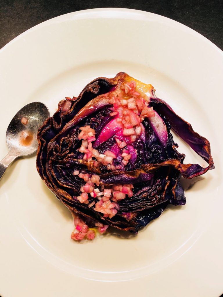 Cabbage Steaks with Shallot Vinaigrette