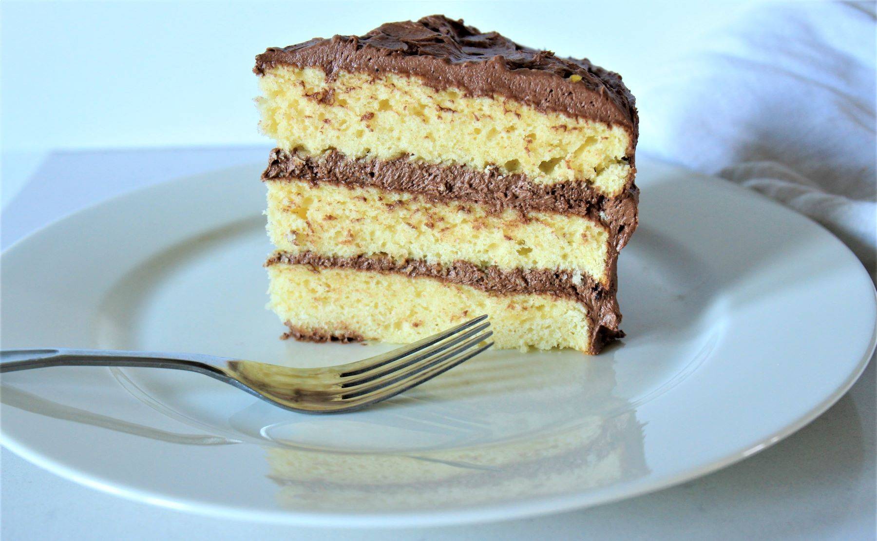 Yellow Cake with Chocolate Buttercream Frosting