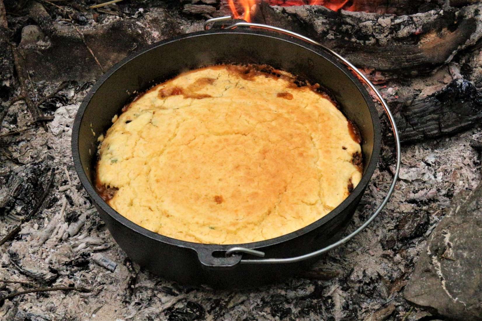 Campfire Dutch Oven Chili and Cornbread Recipe, Food Network Kitchen