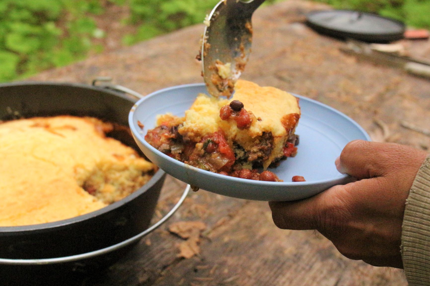 Campfire Dutch Oven Chili and Cornbread Recipe, Food Network Kitchen