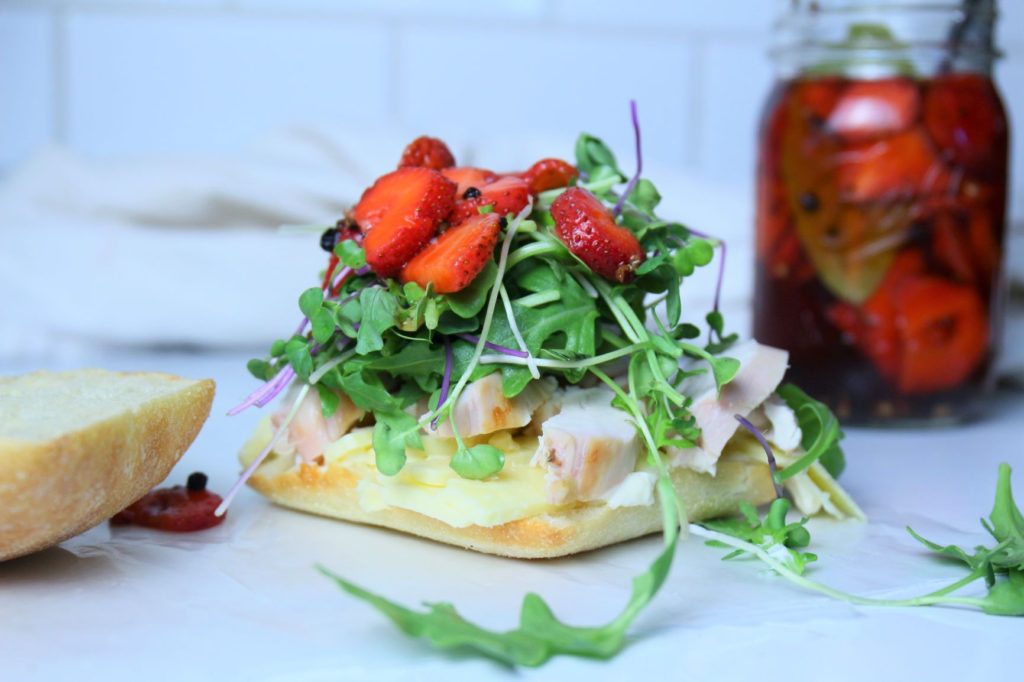 Chicken Ciabatta Sandwich with Pickled Strawberries