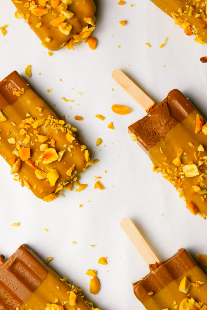Vegan Fudge Pops with Peanut Butter Magic Shell