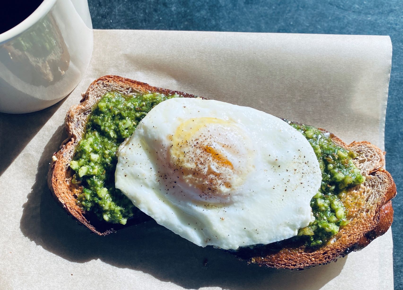Egg and Toast with Pesto