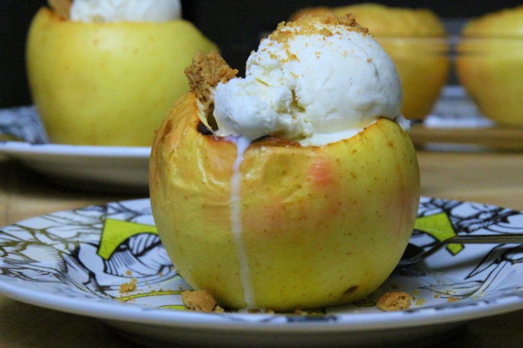 Baked Apples with Ice Cream