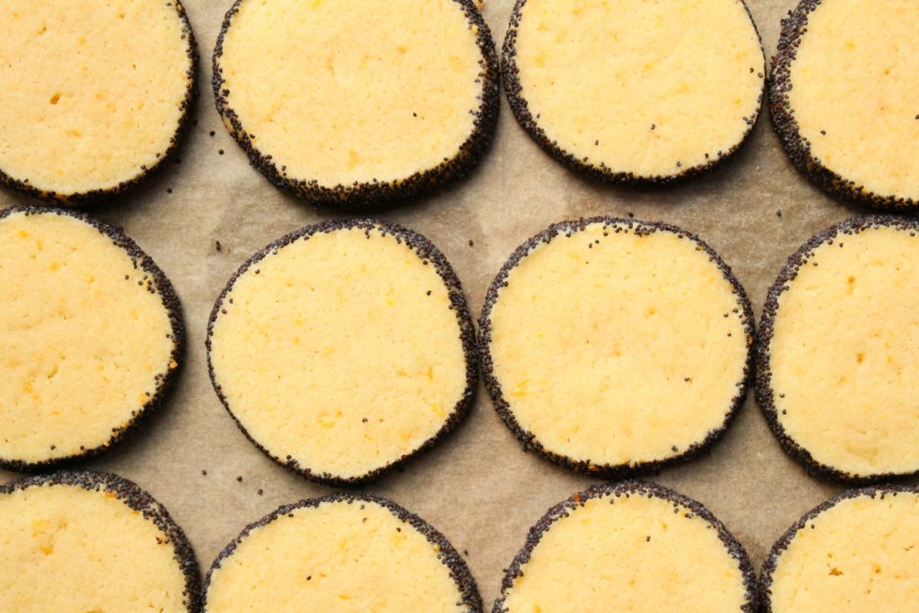 baked Orange Butter cookies with poppy seeds