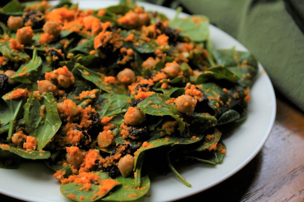 Spinach Salad with Carrot Ginger Dressing