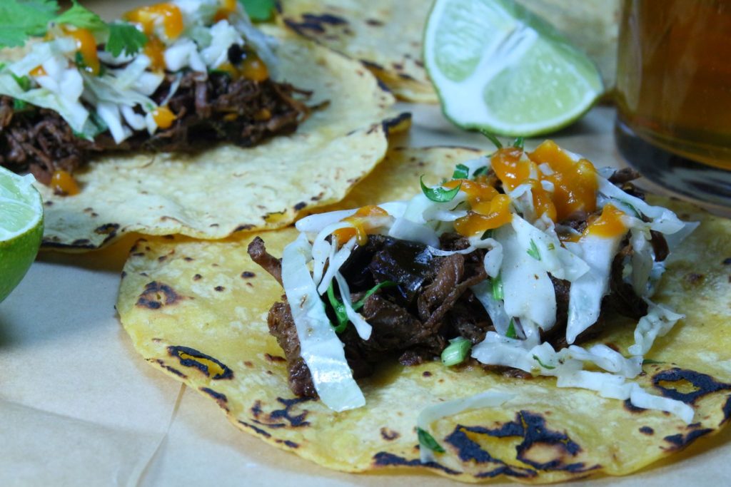 Shredded Beef and Pasilla Pepper Tacos